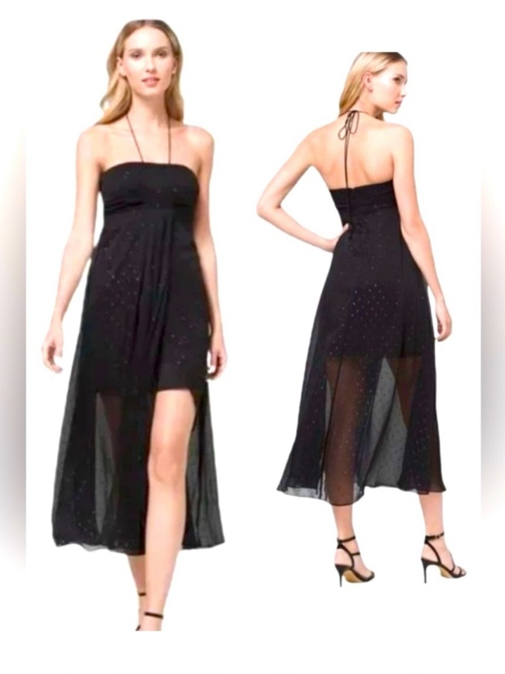 White House Black market halter chiffon dress 4 NWT retail $160